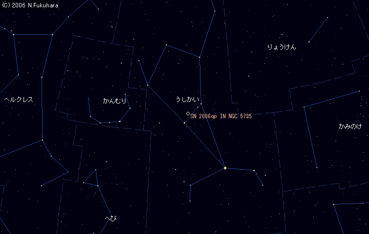 [星図/PNG]SN 2006qp発見位置
